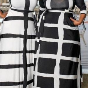 Black and white casual plus size dress